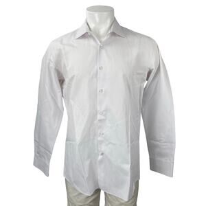 TMG Italy Men's White Career Long Sleeve Button Down Dress Shirt Top Size 16